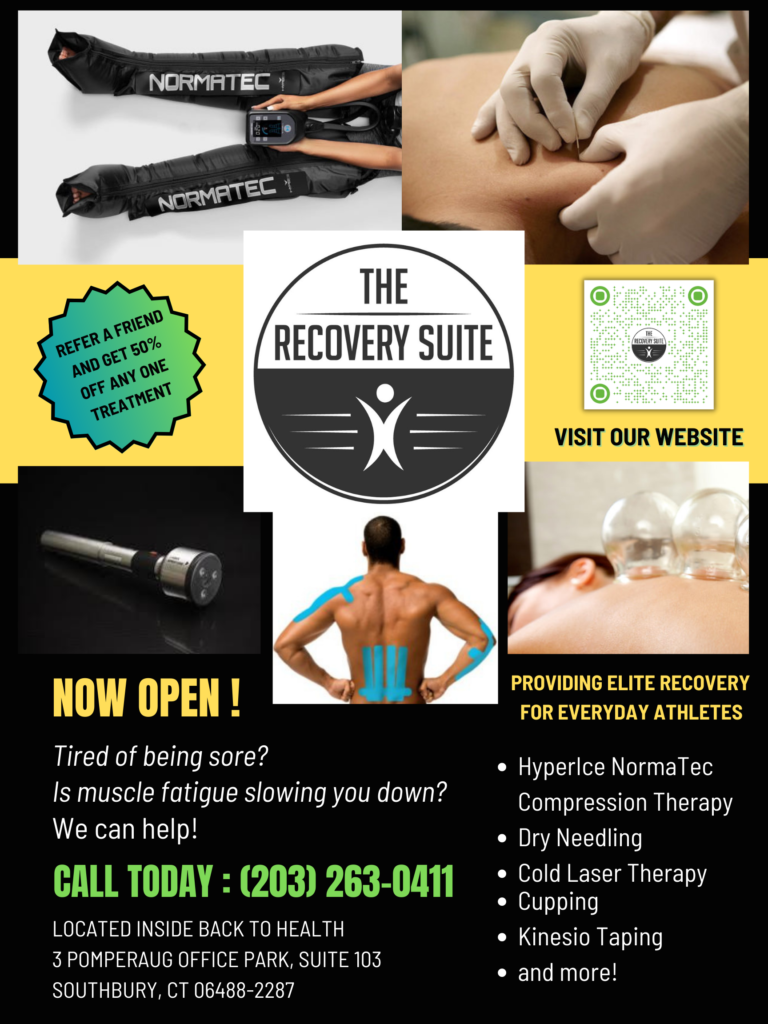Back to Health in Southbury, CT specializes elite recovery for the everyday athlete or active lifestyle. Call the office at (203) 263-0411 today for an appointment, package deal or membership!